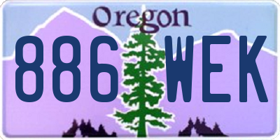 OR license plate 886WEK