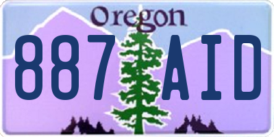 OR license plate 887AID