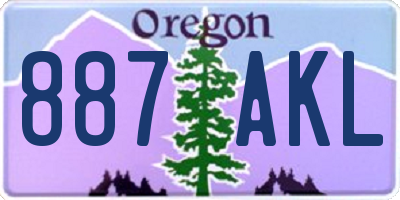 OR license plate 887AKL