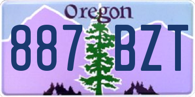 OR license plate 887BZT