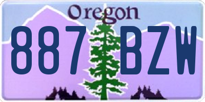 OR license plate 887BZW