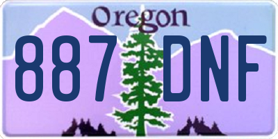 OR license plate 887DNF