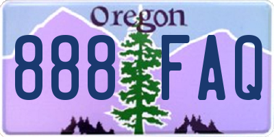 OR license plate 888FAQ