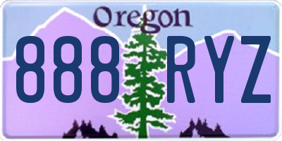 OR license plate 888RYZ