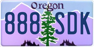 OR license plate 888SDK