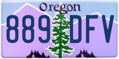 OR license plate 889DFV