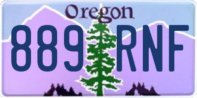 OR license plate 889RNF