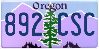 OR license plate 892CSC