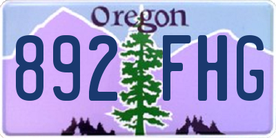 OR license plate 892FHG