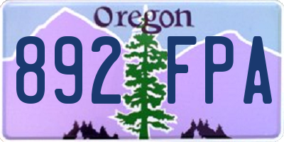 OR license plate 892FPA