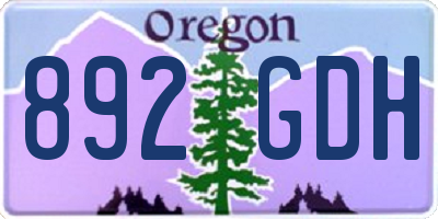 OR license plate 892GDH