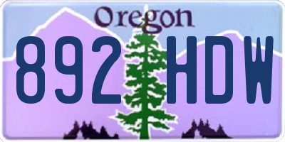 OR license plate 892HDW