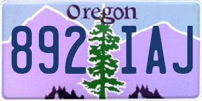 OR license plate 892IAJ