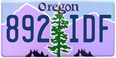 OR license plate 892IDF