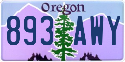 OR license plate 893AWY