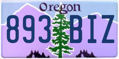 OR license plate 893BIZ