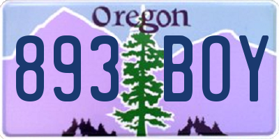 OR license plate 893BOY