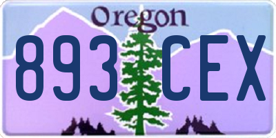 OR license plate 893CEX