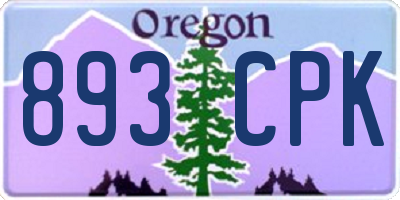 OR license plate 893CPK