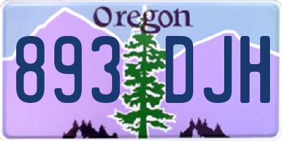 OR license plate 893DJH