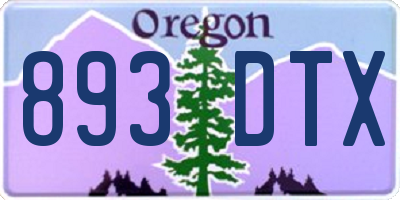 OR license plate 893DTX