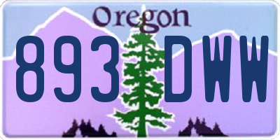 OR license plate 893DWW