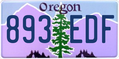 OR license plate 893EDF