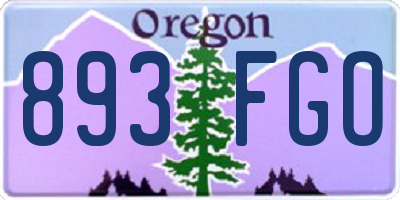 OR license plate 893FGO