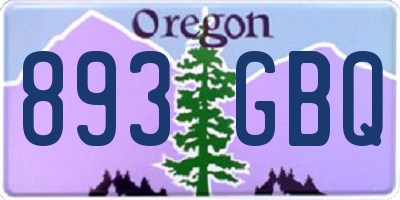 OR license plate 893GBQ