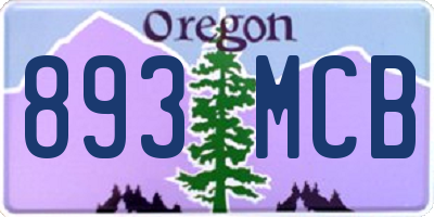 OR license plate 893MCB