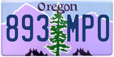 OR license plate 893MPO