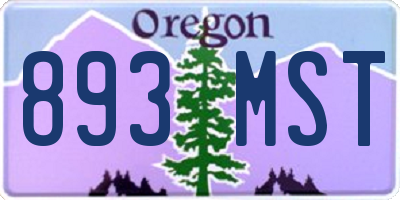 OR license plate 893MST