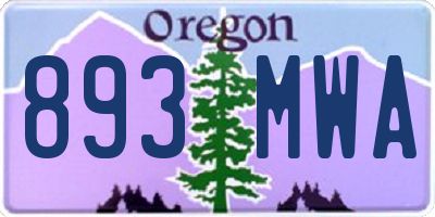 OR license plate 893MWA