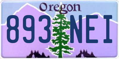OR license plate 893NEI