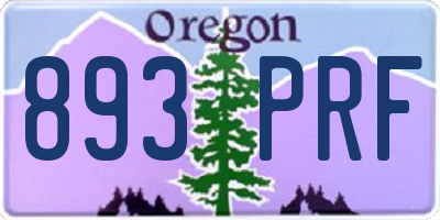 OR license plate 893PRF