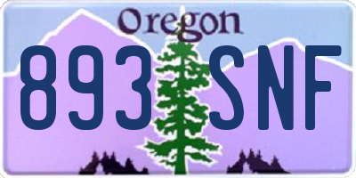 OR license plate 893SNF