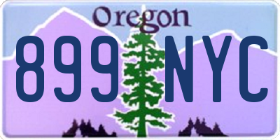 OR license plate 899NYC