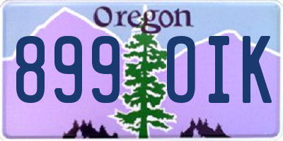 OR license plate 899OIK
