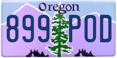 OR license plate 899POD