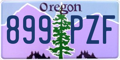 OR license plate 899PZF