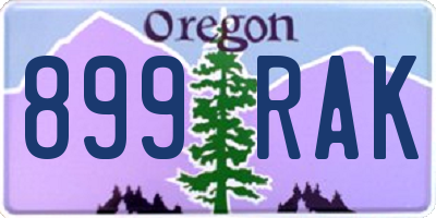 OR license plate 899RAK