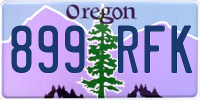 OR license plate 899RFK