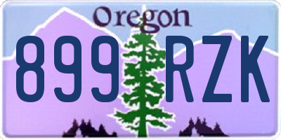 OR license plate 899RZK