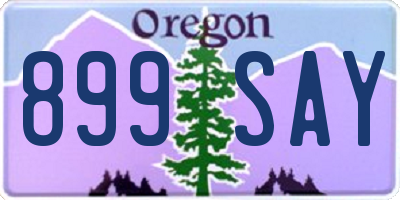 OR license plate 899SAY