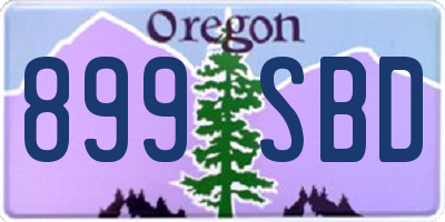 OR license plate 899SBD