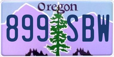 OR license plate 899SBW
