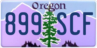 OR license plate 899SCF