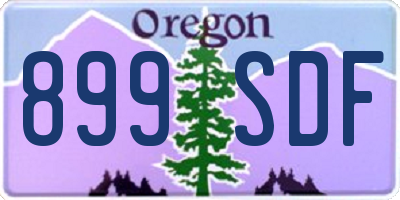 OR license plate 899SDF