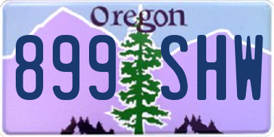 OR license plate 899SHW
