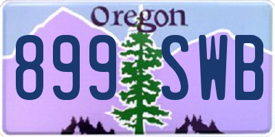 OR license plate 899SWB